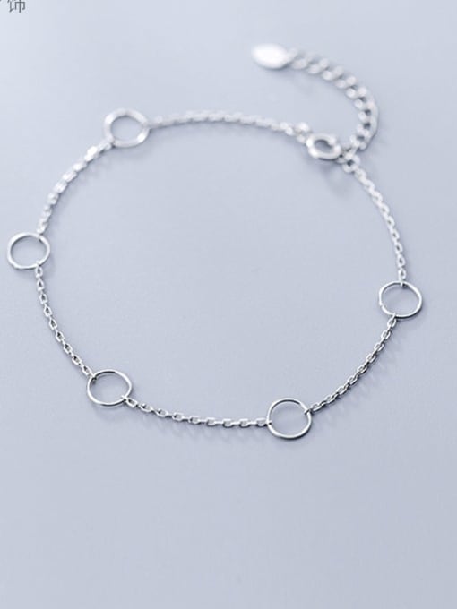Rosh 925 Sterling Silver  Simple hollow ring chain braceletLink Bracelet 0