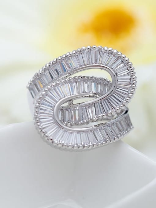 BLING SU Copper Cubic Zirconia White Irregular Luxury Band Ring 1