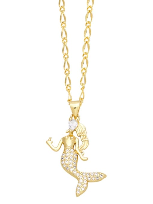 white Brass Cubic Zirconia Mermaid Trend Necklace