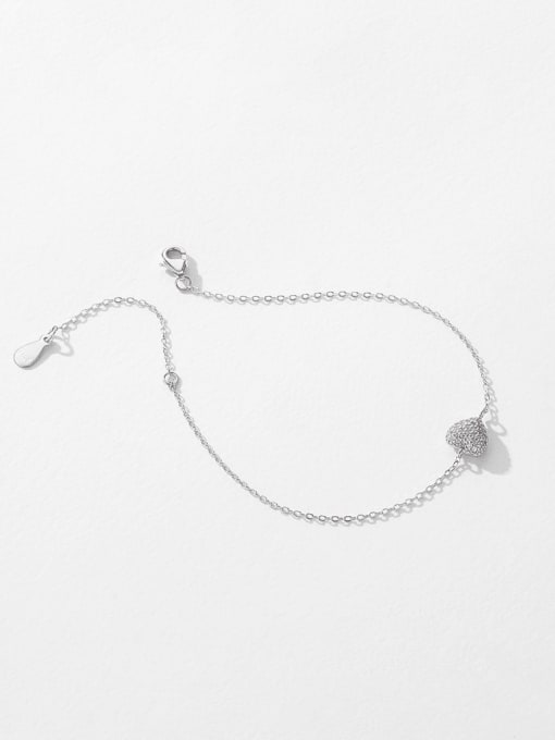 silvery 925 Sterling Silver Cubic Zirconia Heart Dainty Link Bracelet