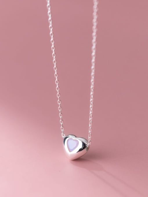 Rosh 925 Sterling Silver Rhinestone Heart Minimalist Necklace 3