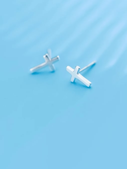 Rosh 925 Sterling Silver Cross Minimalist Stud Earring