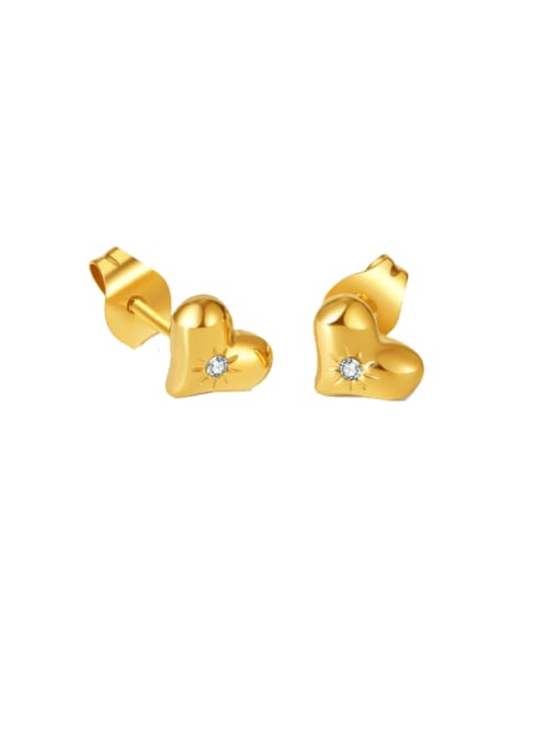 GE894 Steel Earrings Gold Stainless steel Heart Hip Hop Stud Earring