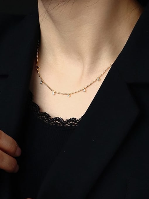 CHARME Brass Bead Geometric Minimalist Beaded Necklace 2