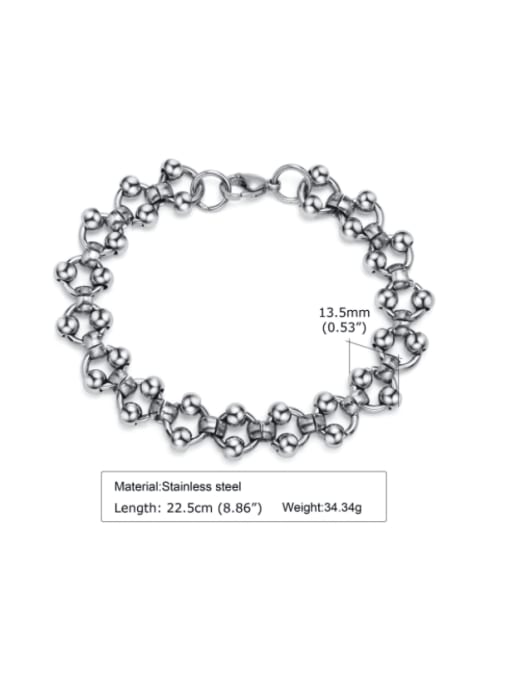 Length: 22.5cm Titanium Steel Bead Geometric Hip Hop Link Bracelet
