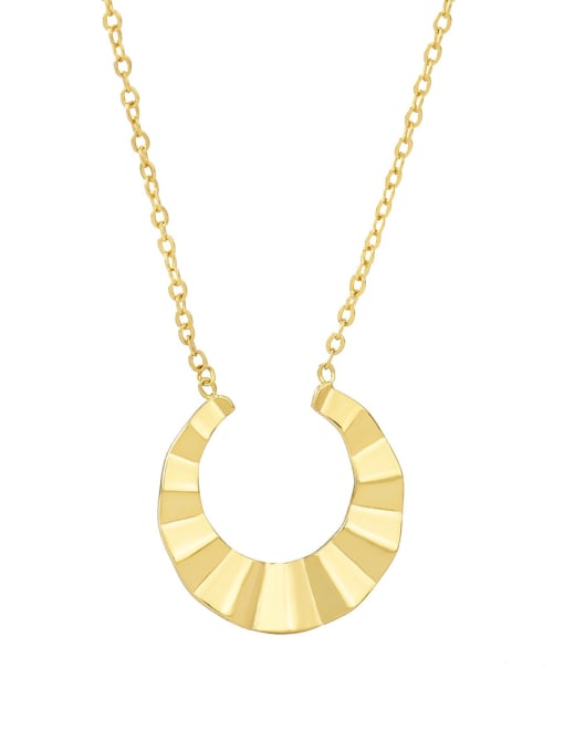 Gold folded round Necklace Brass Geometric Minimalist Folded Round Pendant Necklace