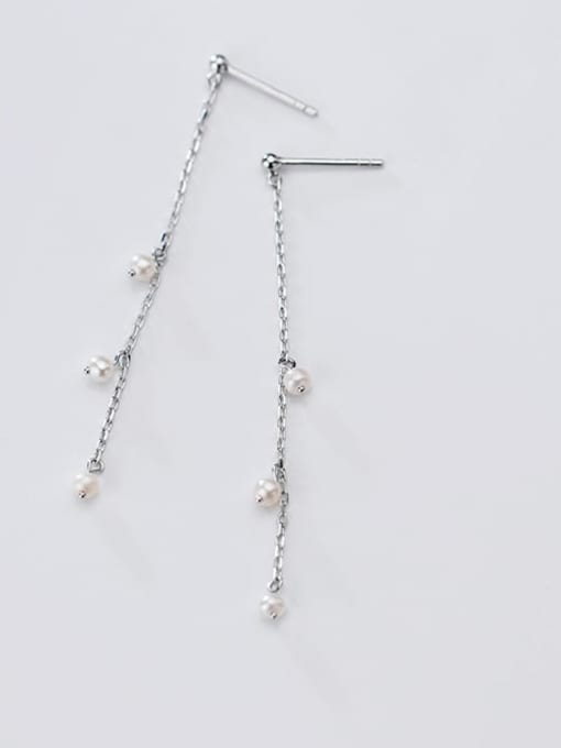 Rosh 925 Sterling Silver Imitation Pearl  Tassel Minimalist Threader Earring 2