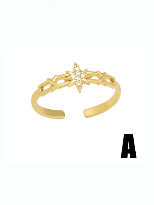 A Brass Cubic Zirconia Geometric Vintage Stackable Ring
