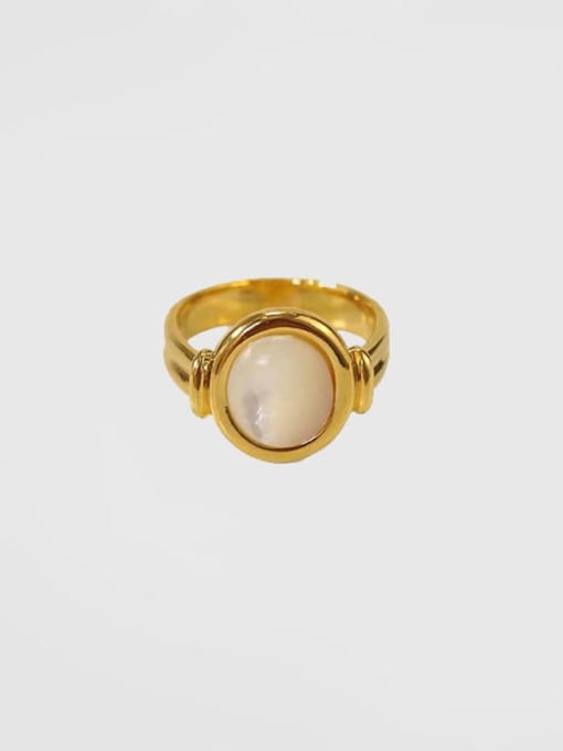 LI MUMU Brass Shell Round Vintage Band Ring 0