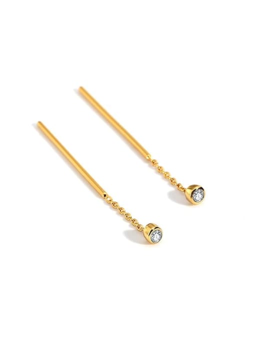 Gold simple Earrings Brass Rhinestone Tassel Minimalist Threader Earring
