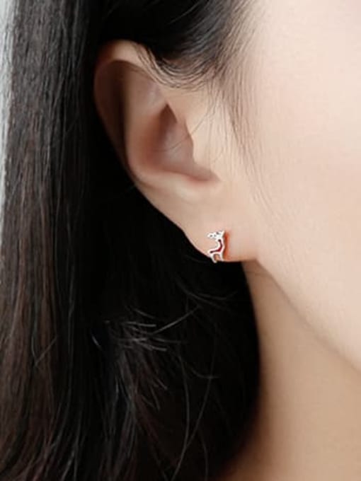 DAKA 925 Sterling Silver Red Enamel Tree Minimalist Stud Earring 1