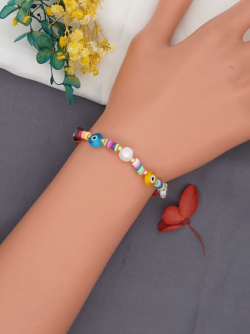 Roxi Stainless steel Glass Bead Multi Color Irregular Minimalist Stretch Bracelet 1