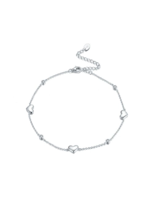 RINNTIN 925 Sterling Silver Heart Minimalist Anklet