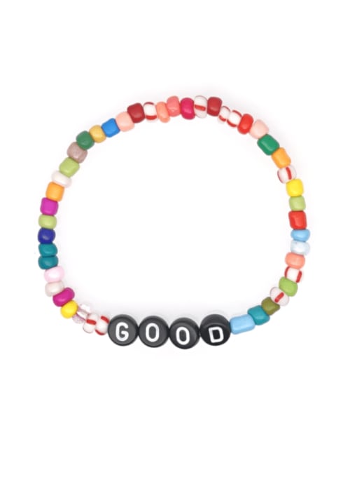 B B190101A Stainless steel MGB  Bead Multi Color Letter Bohemia Stretch Bracelet