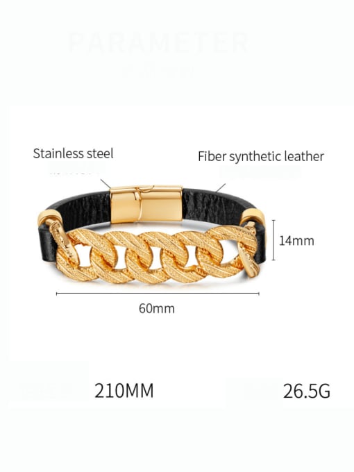 Open Sky Stainless steel Artificial Leather Geometric Hip Hop Bracelet 3