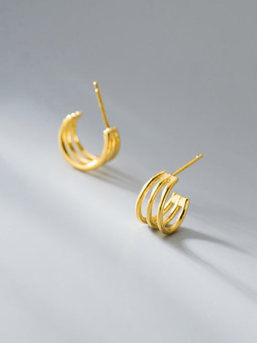 Gold Style 925 Sterling Silver Geometric Minimalist Stud Earring
