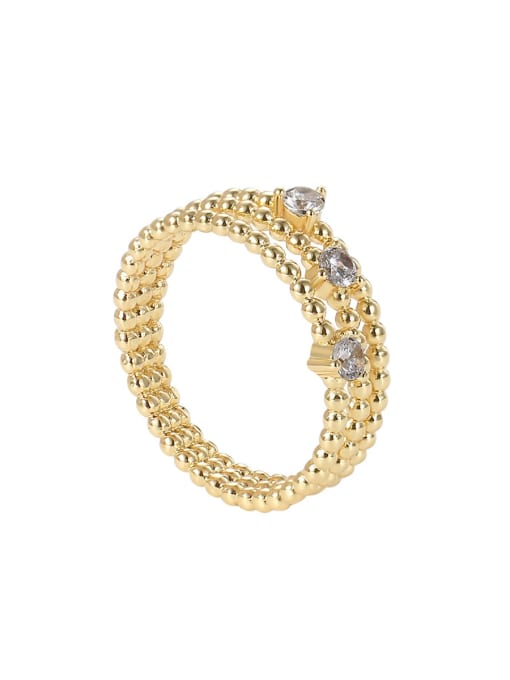 CHARME Brass Cubic Zirconia Geometric Vintage Stackable Ring 2