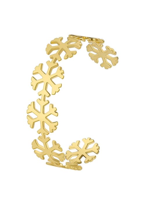 Golden snowflake bracelet Brass Flower Minimalist Cuff Bangle