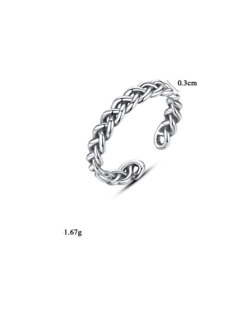 CCUI 925 Sterling Silver minimalist antique twist chain free size band ring 4