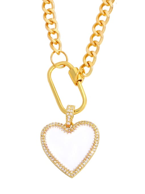 white Brass Enamel Heart Minimalist Necklace
