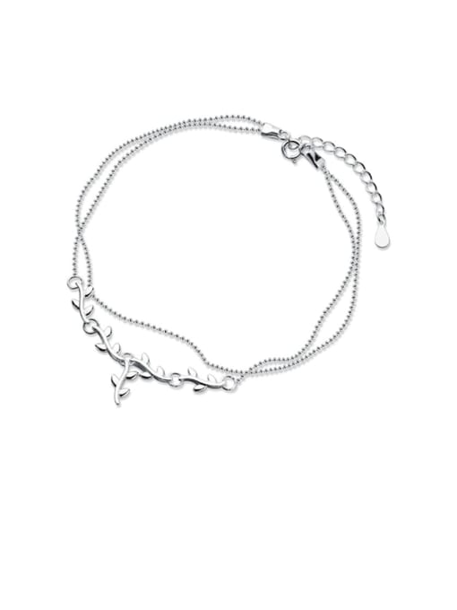 Rosh 925 Sterling Silver  Irregular Minimalist Double layer  Anklet 0