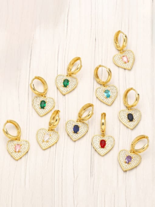 CC Brass Cubic Zirconia Heart Vintage Huggie Earring