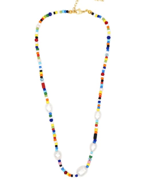 MMBEADS Bohemia  Irregular Freshwater Pearl Multi Color  Miyuki beads  Necklace 3