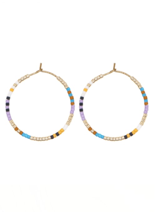 MI E210082B Miyuki Millet Bead Multi Color Geometric Bohemia handmade Weave Hoop Earring