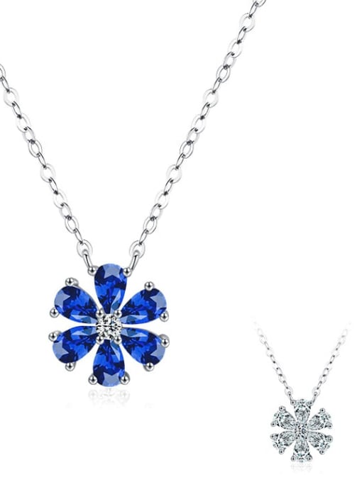 MODN 925 Sterling Silver Cubic Zirconia Flower Classic Pendant Necklace 3