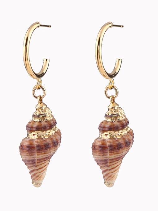 Big earrings Brass Shell Irregular Bohemia Huggie Earring
