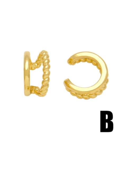 B Brass Geometric Hip Hop C Shape Stud Earring