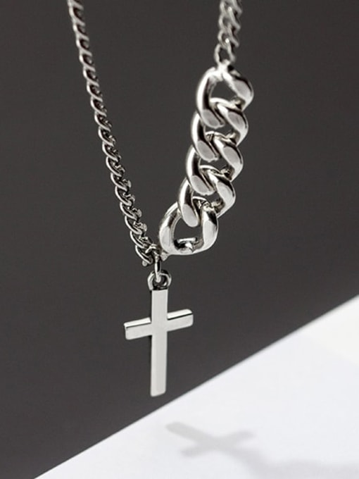 Rosh 925 Sterling Silver Cross Vintage Hollow Chain Necklace 4