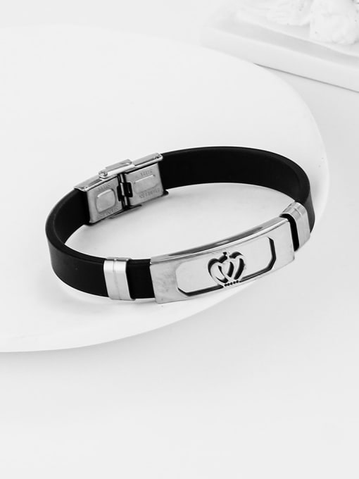BSL Stainless steel Silicone Heart Minimalist Wristband Bracelet 2