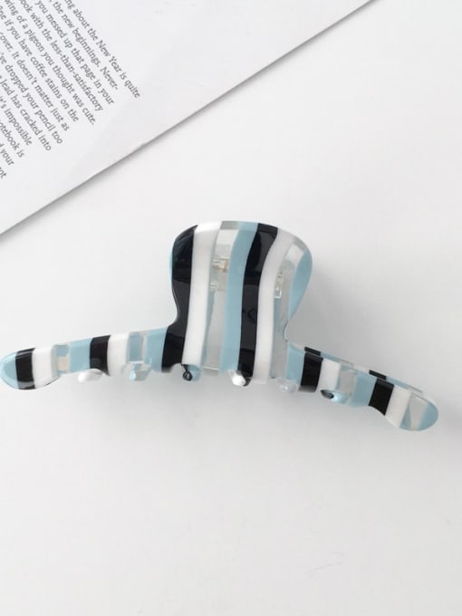 F185 Cellulose Acetate Minimalist Blue striped hollow Alloy Jaw Hair Claw