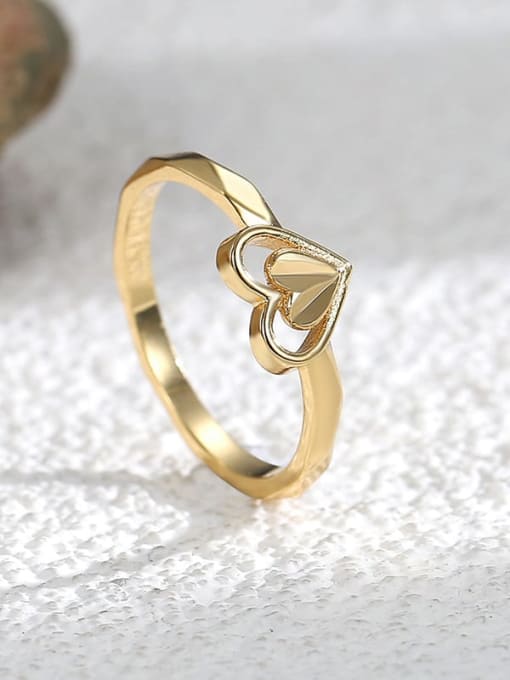 CHARME Brass Heart Hip Hop Band Ring 1