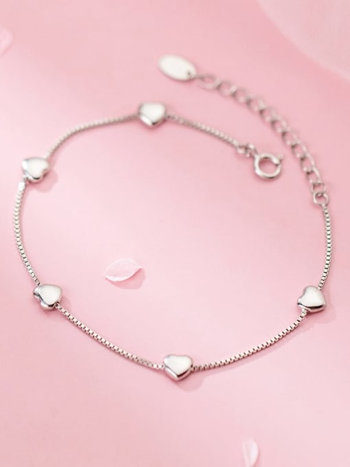 Rosh 925 Sterling Silver Heart Minimalist Link Bracelet 3