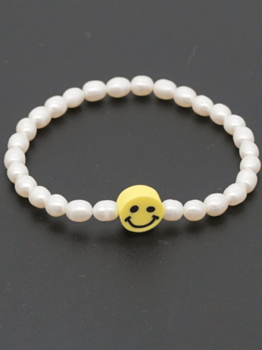 Roxi Freshwater Pearl Multi Color Smiley Minimalist Stretch Bracelet 2