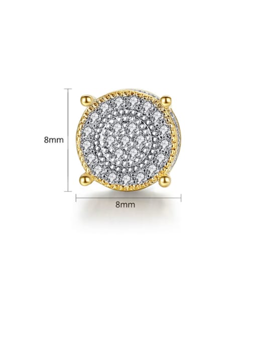 BLING SU Copper Cubic Zirconia  Dainty Round Stud Earring 2