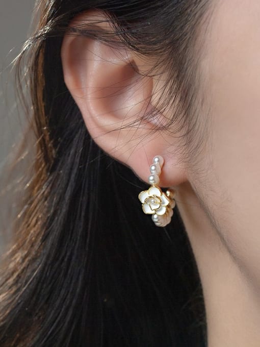 Rosh 925 Sterling Silver Enamel Flower Minimalist Stud Earring 1