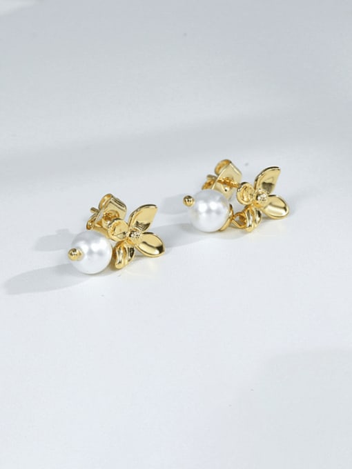 CHARME Brass Imitation Pearl Flower Vintage Drop Earring 0