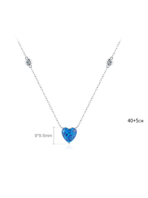 MODN 925 Sterling Silver Opal Heart Minimalist Necklace 2