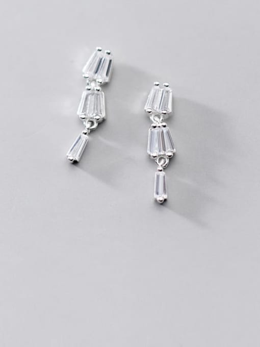 Rosh 925 Sterling Silver Cubic Zirconia Geometric Minimalist Drop Earring 1