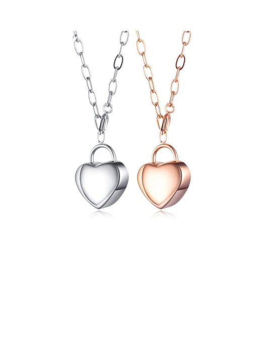 Open Sky Titanium Smooth Heart Pendants Necklace 0