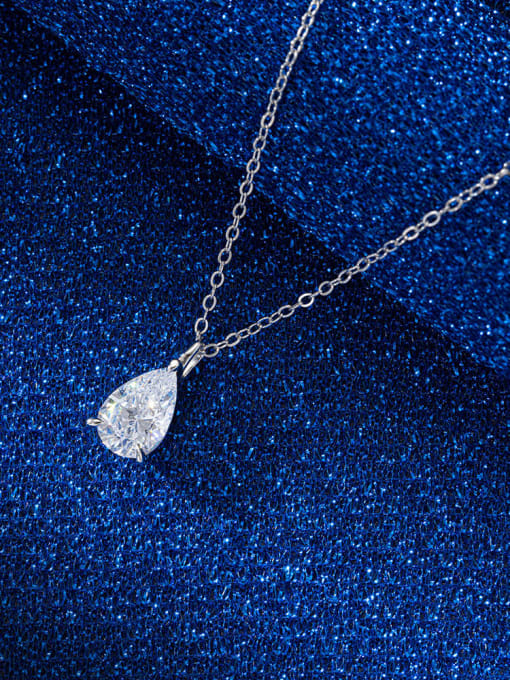 RINNTIN 925 Sterling Silver Cubic Zirconia Water Drop Dainty Necklace