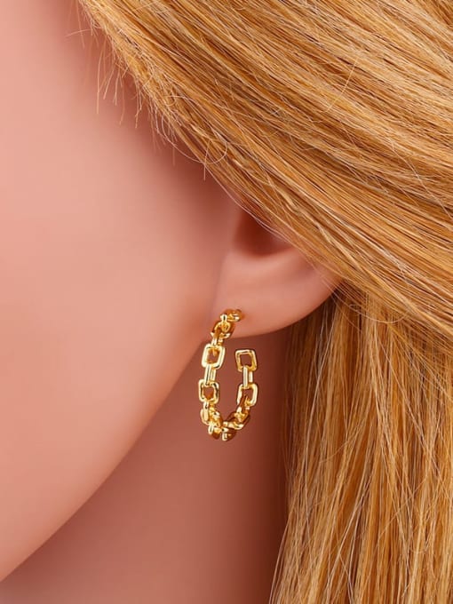 CC Brass Hollow Geometric Minimalist Hoop Earring 1