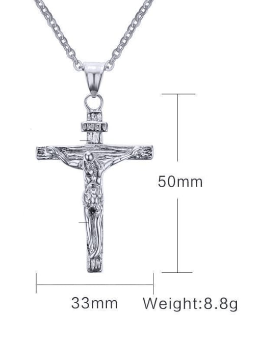 Steel color chain 2.4mm50cm O-chain Stainless steel Rhinestone Cross Vintage Regligious Necklace