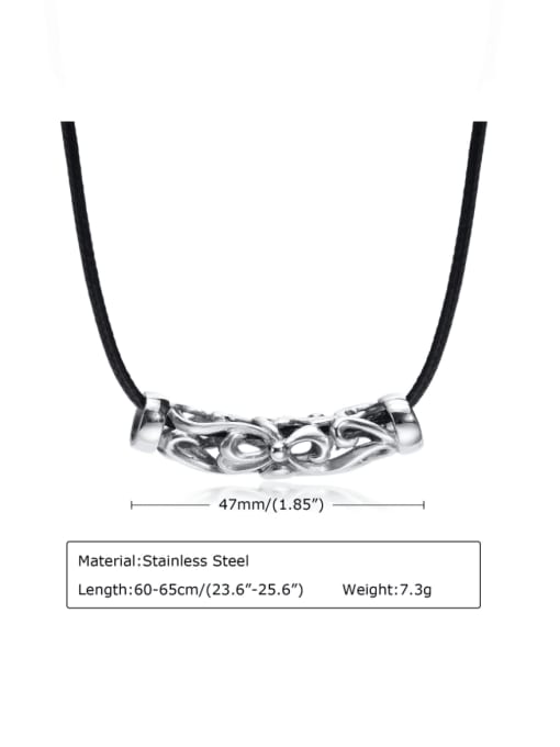 CONG Stainless steel Artificial Leather Geometric Hip Hop Necklace 2