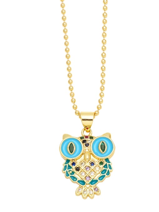 CC Brass Cubic Zirconia Owl Vintage Necklace 2