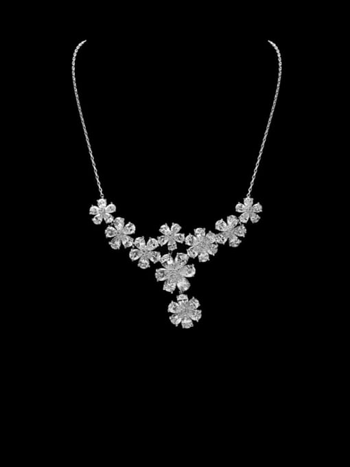 BLING SU Copper Cubic Zirconia Flower Luxury Necklace 0