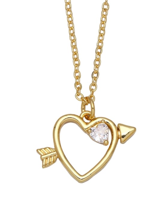 B Brass Glass Stone Heart Vintage Round Pendant  Necklace